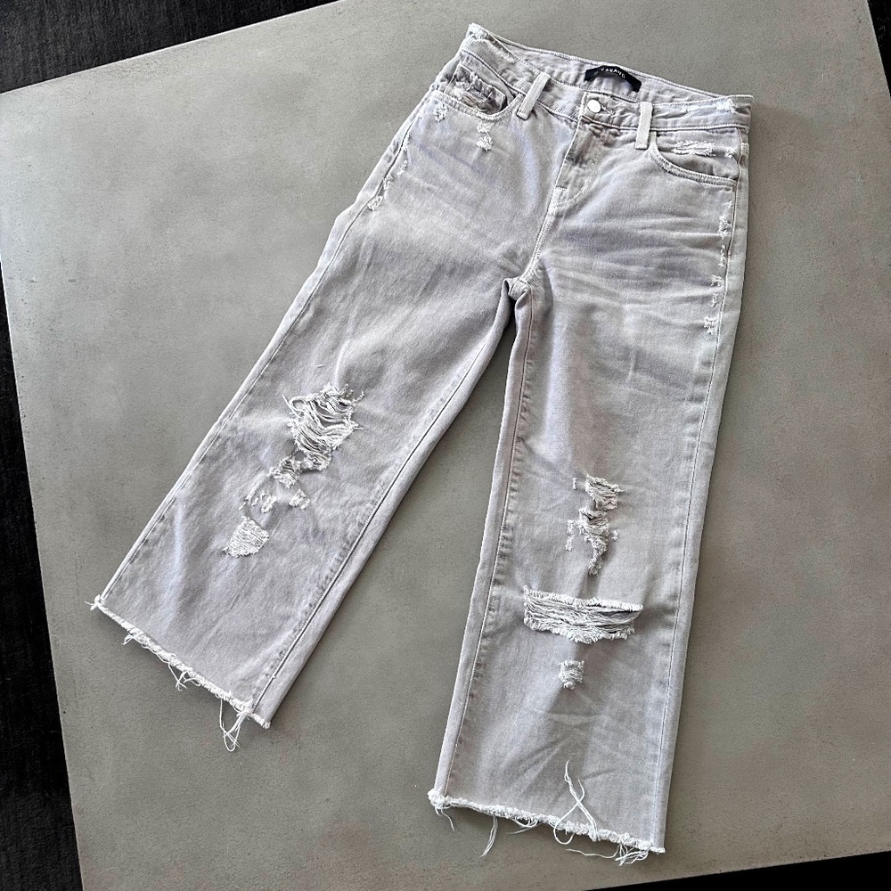 J Brand Liza Mid Rise Cropped Culotte Jeans, Size 25, Pale Ash